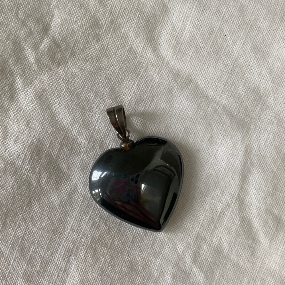 Vintage hematite heart pendant